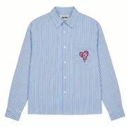 LOVE YOURZ "Drip Heart" Pinstripe Button-Down